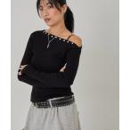 ショッピングスタッズ ニット セーター スタッズワンオフショルニット レディース