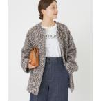 ショッピングアウター ジャケット ノーカラージャケット ループヤーンノーカラージャケットコート レディース