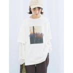 tシャツ 袖シフォンレイヤードプルオーバー レディース