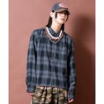 ショッピングネルシャツ シャツ a.p.o.v. クロップド丈チェックネルシャツ メンズ レディース