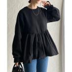 ショッピングバルーン 異素材切替バルーンペプラムトップス レディース