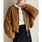 ショッピングバルーン ブルゾン アウター ノーカラーダブルジップフェイクスエードバルーンブルゾン レディース