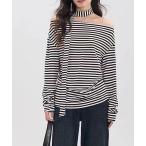 tシャツ Chiina / マフラー付き　長袖ボーダーオフショルTシャツ レディース