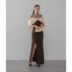 ドレス 「LEJA LUXE」ビッグリボンシアーショルダードレープロングドレスワンピース美脚効果結婚式 パーティードレス 成人式 二次会 同窓会 お呼