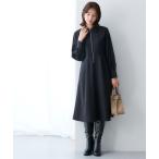 ショッピングDays ワンピース 「あったか裏起毛」襟付きフロントジップタックワンピース（しわになりにくい・ストレッチ）「大きいサイズ有」