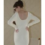 ショッピングリゾート ワンピース バックオープンロングリブニットワンピース