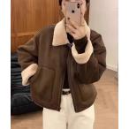 ブルゾン アウター フェイクムートンボアジップブルゾン レディース