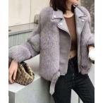 ショッピングレザージャケット レザージャケット ライダース ファー切り替え合皮ライダースジャケット レディース