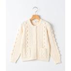 カーディガン  SHIPS KIDS_100〜130cm /「洗濯機可能」ケーブル ニット ポンポン カーディガン キッズ 子供服 女の子
