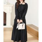 ワンピース ホルター リボン シャーリング ティアード ロング ワンピース