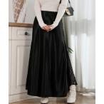 スカート サイド レース サテン ライク マキシ スカート