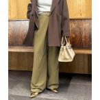 ショッピングラップ パンツ ウォッシャブルピーチツイルラップワイドパンツ レディース