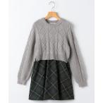 ワンピース SHIPS KIDS:140〜150cm /「洗濯機可能」ケーブルニット ドッキング ワンピース キッズ 子供服 女の子