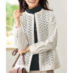 ブラウス シャツ 花柄レース切替シャツジャケット レディース