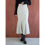 ショッピングツイード スカート カットツイードフロントZIPスカート