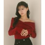 ニット セーター リボンオフショルリブニット レディース