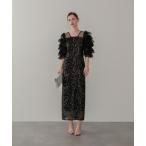 ショッピングスパンコール ドレス 「LEJA」チュールフリルスリーブスパンコールIラインワンピースドレス美脚効果結婚式 パーティードレス 成人式 二次会 同窓会 お呼ばれ オケ