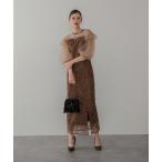 ショッピングスパンコール ドレス 「LEJA」フラワースパンコールシアーフリルスリーブIラインワンピースドレス美脚効果結婚式 パーティードレス 成人式 二次会 同窓会 お呼ばれ