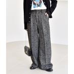 パンツ quaranciel: ツイード タック ワイド パンツ レディース