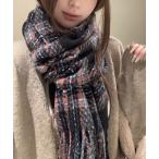 マフラー ストール チェック柄フリンジマフラー レディース