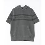 パーカー ロゴ ガーメントダイ コットン ショートスリーブ フーディー メンズ