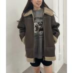 ムートンコート ボアコート フェイクレザーミドルムートンジャケット レディース