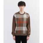 ショッピング柄 セーター ニット 「Made in JAPAN」ビッグチェック＆スライドパズル柄 ニット メンズ