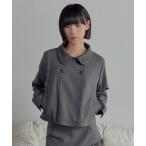 ショッピングラウンド ジャケット テーラードジャケット 「UNE ORIGINAL」ラウンドカラーユニークフロントボタンダブルジャケット レディース