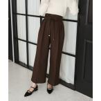 ショッピングドゥ パンツ 2025秋冬新作 リボンベルト付ウーリッシュワイドパンツ レディース