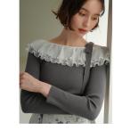 ショッピングドゥ ニット セーター 2025秋冬新作 肩リボンアシメフリルニット レディース