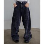 ショッピングコーデュロイ パンツ ウォッシュ加工切替コーデュロイワイドパンツ/セットアップ レディース