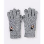 手袋 「 MOOMIN 」 ワンポイント刺繍 スマホ対応ケーブル編み手袋 25W10 レディース