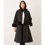 ノーカラーコート コート ファーコンビキルティング 2WAYコート レディース