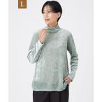 ショッピングサンヨー tシャツ 「L」「マシンウォッシャブル」メッシュベロアハイネックプルオーバー レディース