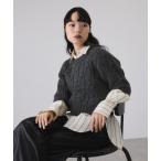 ニット セーター 「サステナブル」ケーブルハーフスリーブニット レディース