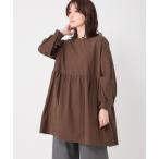 チュニック 「WEB・一部地域限定」ダブルフロント切り替えギャザーチュニック