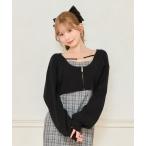 ショッピングショート ニット セーター チョーカー付きショート丈ZIPニット レディース