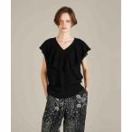 ニット セーター 「crinkle crinkle crinkle」baby alpaca sheer frill vest/ベビーアルカパシアーフリ