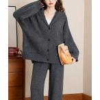 ショッピングemu セットアップ ケーブルニットパーカーセットアップ（ベスト付き）3点セット レディース