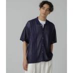 [NANO universe] короткий рукав вязаный S темно-синий мужской 