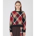 ニット セーター クレストブリッジチェックウーリージャカードプルオーバー レディース