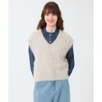 ショッピングジレ ベスト ジレ アルパカシャギーニットベスト レディース