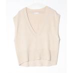 「acro」 ノースリーブニット フリ- ベージュ レディース