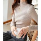 ショッピングニットワンピ ニット セーター ハイネックリブニットプルオーバー レディース