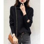 ショッピングニットワンピ ニット セーター ハイネックサイドスリットニットプルオーバー レディース