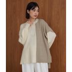 ショッピングチュニック ニット セーター もち軽配色ニットチュニック レディース