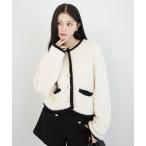 ジャケット ノーカラージャケット TEDDY KNIT JACKET レディース