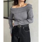 ニット セーター オフショル風スクエアリブニット レディース
