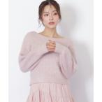 ショッピングラメ ニット セーター フィルムラメオフショルニット レディース