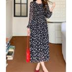 ワンピース 小花柄シャーリングワンピース